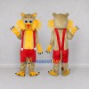 Custom Tan Yellow and Red Lion in Suspenders Mascot Costume Adult Full Body Suit for School Events Custom Tan Yellow and Red Lion in Suspenders Mascot Costume Adult Full Body Suit for School Events