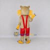 Custom Tan Yellow and Red Lion in Suspenders Mascot Costume Adult Full Body Suit for School Events Custom Tan Yellow and Red Lion in Suspenders Mascot Costume Adult Full Body Suit for School Events