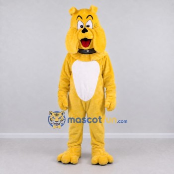 Custom Yellow and White Bulldog Mascot Costume Adult Full Body Suit for School Events Custom Yellow and White Bulldog Mascot Costume Adult Full Body Suit for School Events