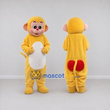 Custom Yellow and White Monkey Mascot Costume Adult Full Body Suit for School Events
