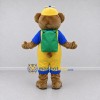 Custom Brown Yellow and Blue Bear in Overalls Mascot Costume Adult Full Body Suit for School Events