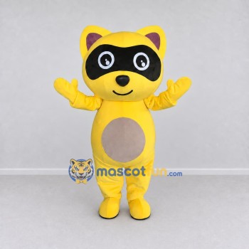 Custom Yellow and Black Raccoon Character Mascot Costume Adult Full Body Suit for School Events Custom Yellow and Black Raccoon Character Mascot Costume Adult Full Body Suit for School Events