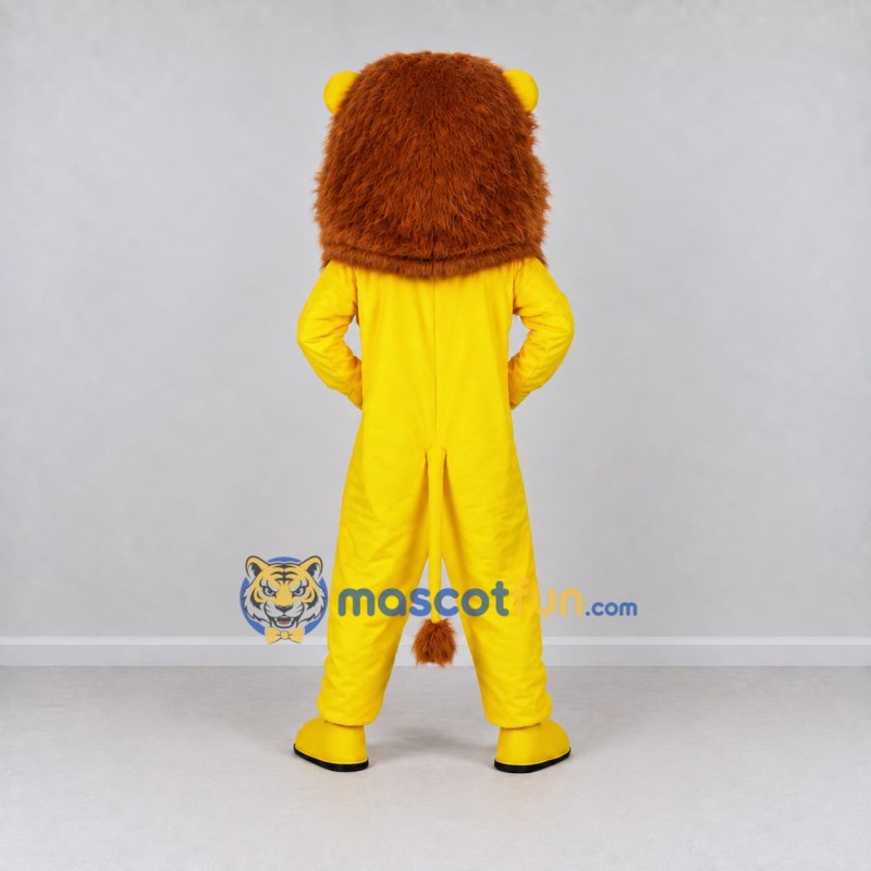 Custom Yellow and Brown Lion Mascot Costume Adult Full Body Suit for School Events