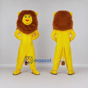 Custom Yellow and Brown Lion Mascot Costume Adult Full Body Suit for School Events