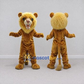 Custom Brown and Golden Yellow Lion Mascot Costume Adult Full Body Suit for School Events