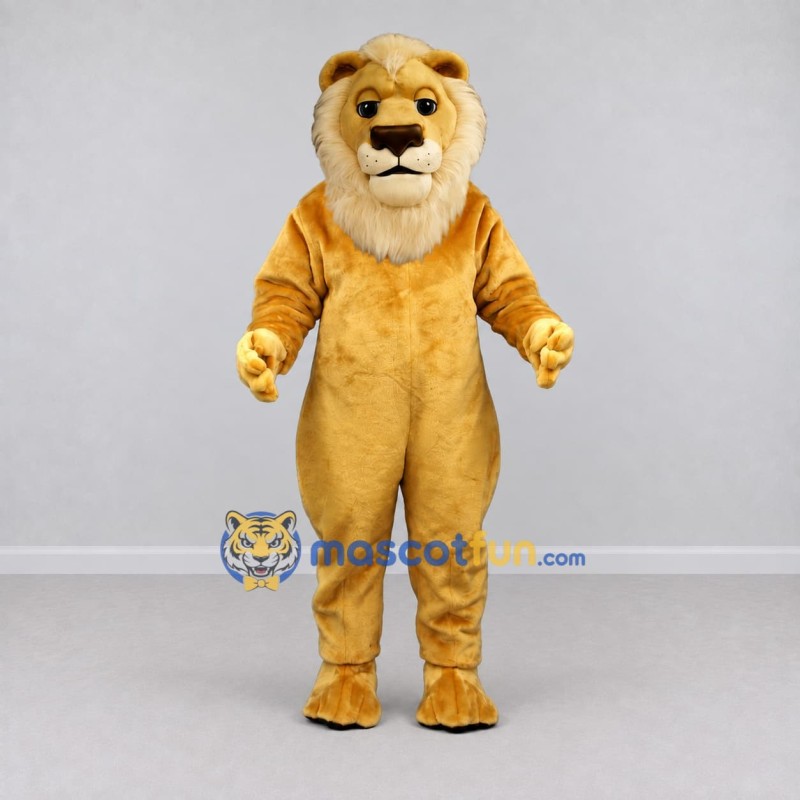 Custom Golden Tan and Cream Lion Mascot Costume Adult Full Body Suit for School Events Custom Golden Tan and Cream Lion Mascot Costume Adult Full Body Suit for School Events