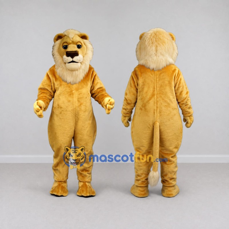 Custom Golden Tan and Cream Lion Mascot Costume Adult Full Body Suit for School Events Custom Golden Tan and Cream Lion Mascot Costume Adult Full Body Suit for School Events