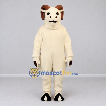 Custom Cream and Brown Ram Mascot Costume Adult Full Body Suit for Farm Events Custom Cream and Brown Ram Mascot Costume Adult Full Body Suit for Farm Events