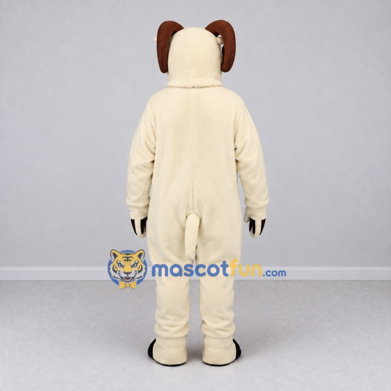 Custom Cream and Brown Ram Mascot Costume Adult Full Body Suit for Farm Events Custom Cream and Brown Ram Mascot Costume Adult Full Body Suit for Farm Events