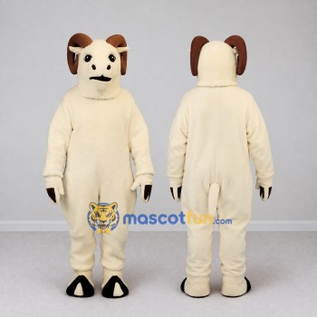 Custom Cream and Brown Ram Mascot Costume Adult Full Body Suit for Farm Events