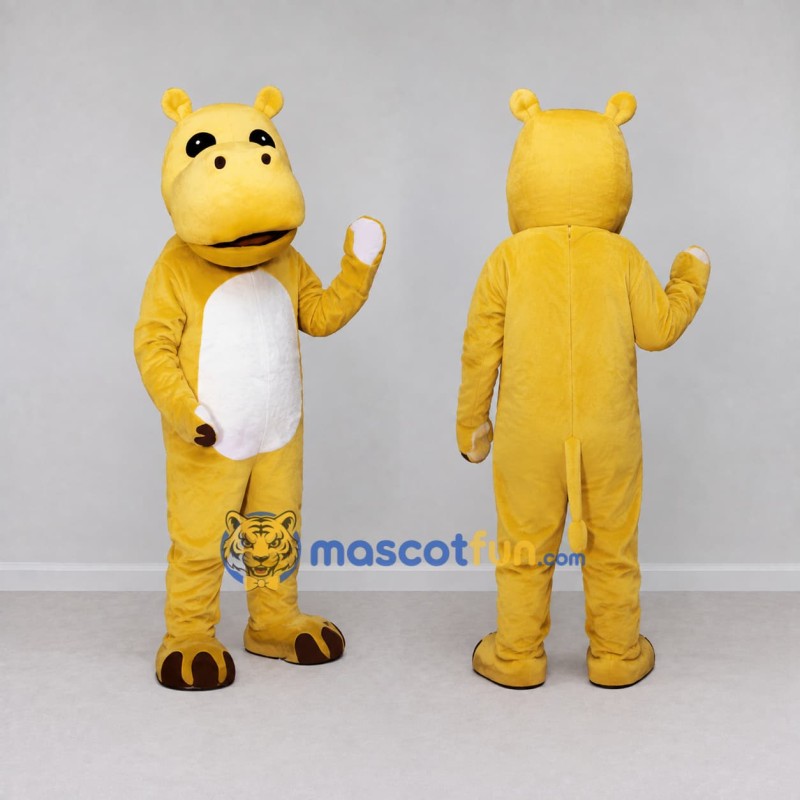 Custom Yellow and White Hippo Mascot Costume Adult Full Body Suit for School Events Custom Yellow and White Hippo Mascot Costume Adult Full Body Suit for School Events
