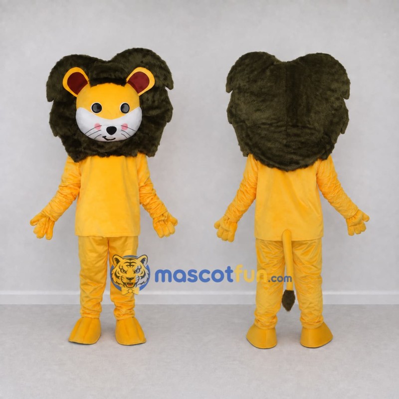 Custom Yellow and Dark Brown Lion Mascot Costume Adult Full Body Suit for School Events Custom Yellow and Dark Brown Lion Mascot Costume Adult Full Body Suit for School Events