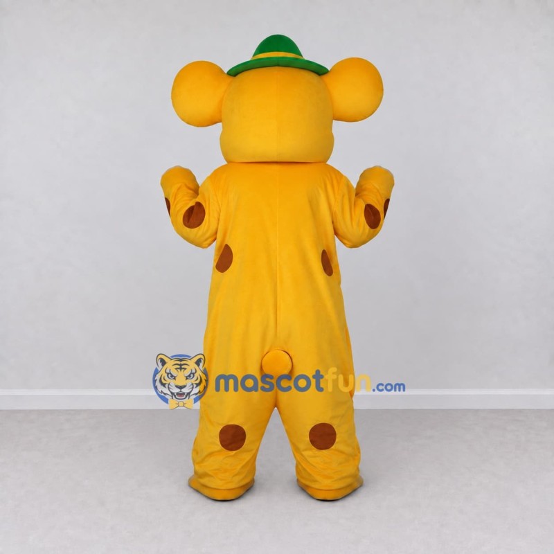 Custom Yellow Brown and Green Mouse in Polka Dot Outfit Mascot Costume Adult Full Body Suit for Theme Parties Custom Yellow Brown and Green Mouse in Polka Dot Outfit Mascot Costume Adult Full Body Suit for Theme Parties