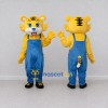 Custom Yellow and Blue Tiger in Overalls Mascot Costume Adult Full Body Suit for School Events Custom Yellow and Blue Tiger in Overalls Mascot Costume Adult Full Body Suit for School Events