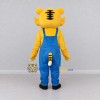 Custom Yellow and Blue Tiger in Overalls Mascot Costume Adult Full Body Suit for School Events Custom Yellow and Blue Tiger in Overalls Mascot Costume Adult Full Body Suit for School Events