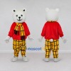 Custom White Red and Yellow Bear with Scarf Mascot Costume Adult Full Body Suit for Winter Events Custom White Red and Yellow Bear with Scarf Mascot Costume Adult Full Body Suit for Winter Events