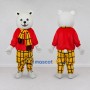 Custom White Red and Yellow Bear with Scarf Mascot Costume Adult Full Body Suit for Winter Events