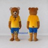 Custom Brown Yellow and Blue Bear in T Shirt Mascot Costume Adult Full Body Suit for School Events