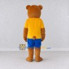 Custom Brown Yellow and Blue Bear in T Shirt Mascot Costume Adult Full Body Suit for School Events