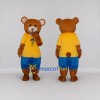 Custom Brown Yellow and Blue Bear in T Shirt Mascot Costume Adult Full Body Suit for School Events