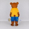 Custom Brown Yellow and Blue Bear in T Shirt Mascot Costume Adult Full Body Suit for School Events