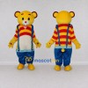 Custom Yellow Red and Blue Bear in Suspenders Mascot Costume Adult Full Body Suit for School Events