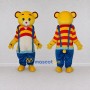 Custom Yellow Red and Blue Bear in Suspenders Mascot Costume Adult Full Body Suit for School Events