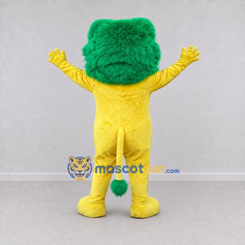 Custom Yellow and Green Lion Mascot Costume Adult Full Body Suit for School Events Custom Yellow and Green Lion Mascot Costume Adult Full Body Suit for School Events