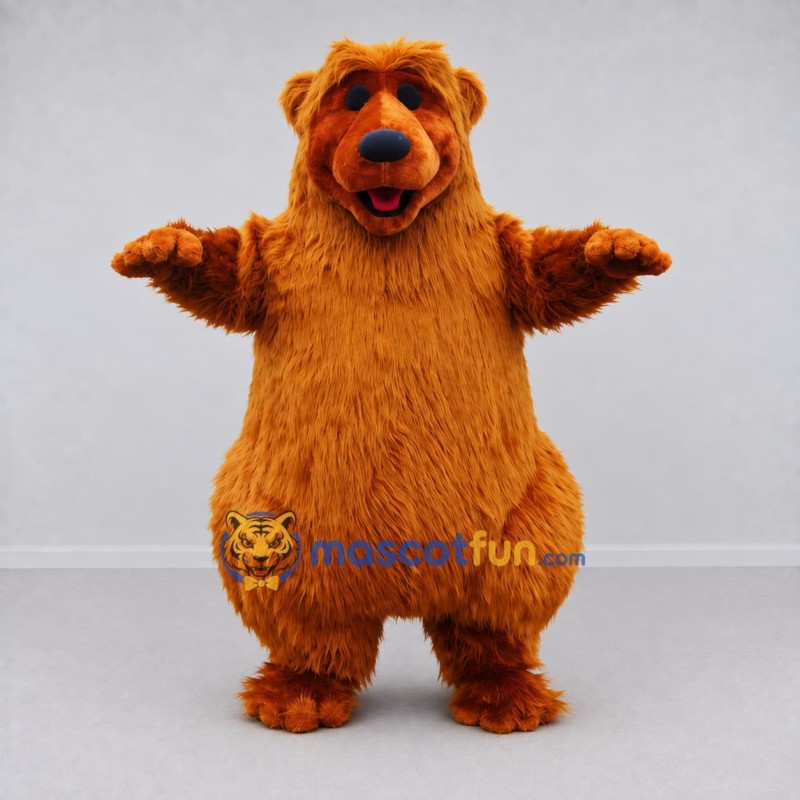 Custom Orange Brown Bear Mascot Costume Adult Full Body Suit for School Events
