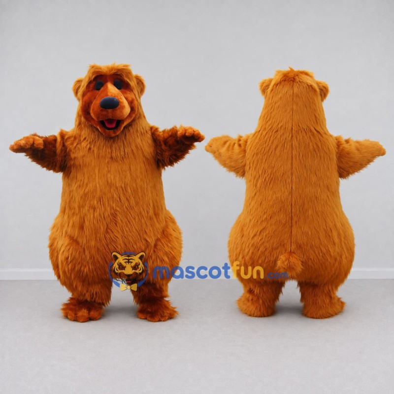 Custom Orange Brown Bear Mascot Costume Adult Full Body Suit for School Events