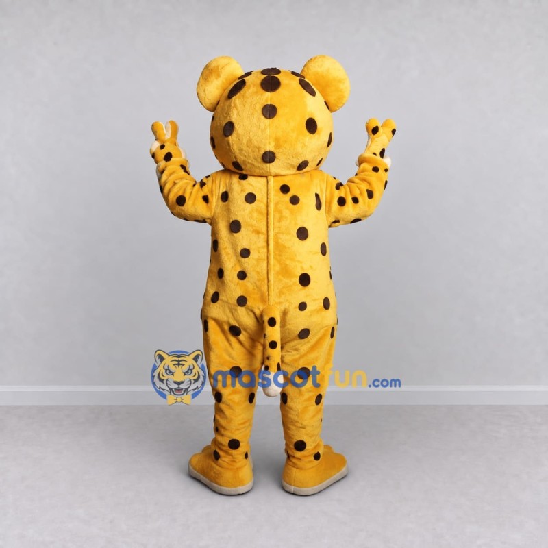Custom Yellow and Brown Spotted Big Cat Mascot Costume Adult Full Body Suit for Wildlife Events Custom Yellow and Brown Spotted Big Cat Mascot Costume Adult Full Body Suit for Wildlife Events