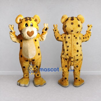 Custom Yellow and Brown Spotted Big Cat Mascot Costume Adult Full Body Suit for Wildlife Events