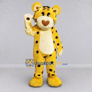 Custom Yellow and Brown Spotted Big Cat Mascot Costume Adult Full Body Suit for Wildlife Events Custom Yellow and Brown Spotted Big Cat Mascot Costume Adult Full Body Suit for Wildlife Events