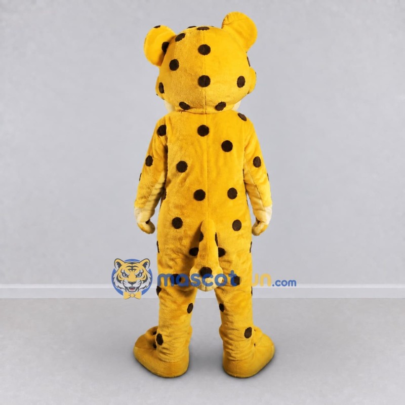 Custom Yellow and Brown Spotted Big Cat Mascot Costume Adult Full Body Suit for Wildlife Events Custom Yellow and Brown Spotted Big Cat Mascot Costume Adult Full Body Suit for Wildlife Events