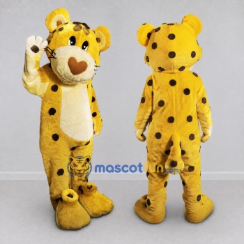 Custom Yellow and Brown Spotted Big Cat Mascot Costume Adult Full Body Suit for Wildlife Events