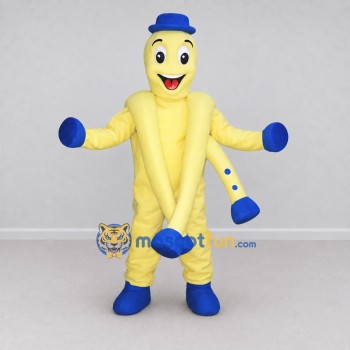 Custom Yellow and Blue Octopus in Hat Mascot Costume Adult Full Body Suit for Ocean Events