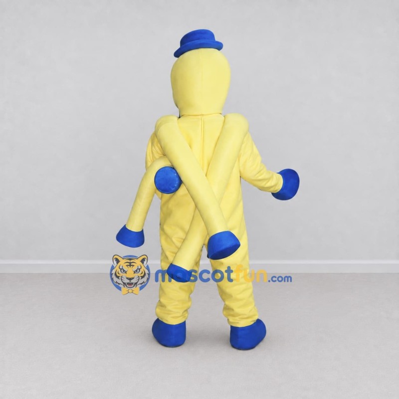 Custom Yellow and Blue Octopus in Hat Mascot Costume Adult Full Body Suit for Ocean Events Custom Yellow and Blue Octopus in Hat Mascot Costume Adult Full Body Suit for Ocean Events