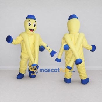 Custom Yellow and Blue Octopus in Hat Mascot Costume Adult Full Body Suit for Ocean Events