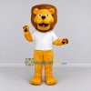 Custom Golden Yellow Brown and White Lion in T Shirt Mascot Costume Adult Full Body Suit for School Events Custom Golden Yellow Brown and White Lion in T Shirt Mascot Costume Adult Full Body Suit for School Events