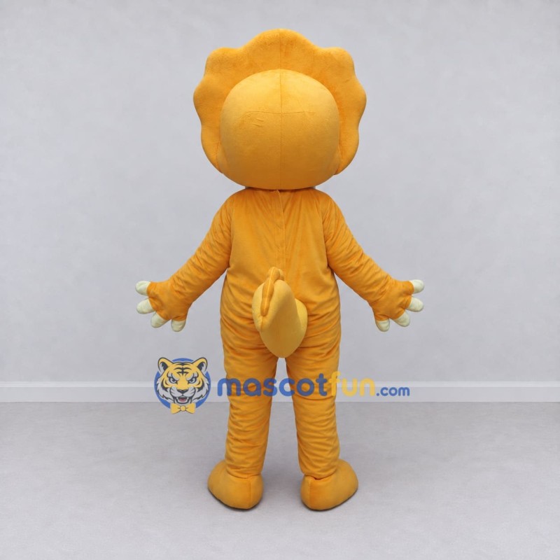 Custom Orange and Yellow Triceratops Mascot Costume Adult Full Body Suit for Dinosaur Events Custom Orange and Yellow Triceratops Mascot Costume Adult Full Body Suit for Dinosaur Events