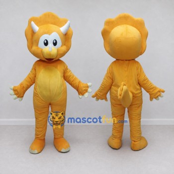 Custom Orange and Yellow Triceratops Mascot Costume Adult Full Body Suit for Dinosaur Events