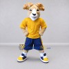 Custom Tan Yellow and Blue Ram in Sportswear Mascot Costume Adult Full Body Suit for Sports Events Custom Tan Yellow and Blue Ram in Sportswear Mascot Costume Adult Full Body Suit for Sports Events