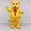 Custom Yellow and Red Teddy Bear with Bow Tie Mascot Costume Adult Full Body Suit for Community Events Custom Yellow and Red Teddy Bear with Bow Tie Mascot Costume Adult Full Body Suit for Community Events