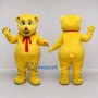Custom Yellow and Red Teddy Bear with Bow Tie Mascot Costume Adult Full Body Suit for Community Events