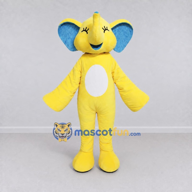 Custom Yellow and Blue Elephant Mascot Costume Adult Full Body Suit for School Events Custom Yellow and Blue Elephant Mascot Costume Adult Full Body Suit for School Events