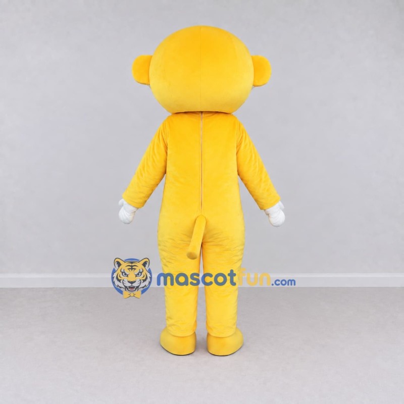 Custom Yellow and White Monkey with Star Emblem Mascot Costume Adult Full Body Suit for School Events Custom Yellow and White Monkey with Star Emblem Mascot Costume Adult Full Body Suit for School Events
