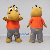 Custom Yellow Orange and Gray Hippo in T Shirt Mascot Costume Adult Full Body Suit for School Events
