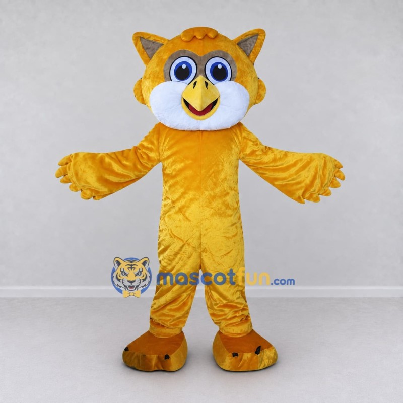 Custom Golden Yellow and White Owl Mascot Costume Adult Full Body Suit for School Events Custom Golden Yellow and White Owl Mascot Costume Adult Full Body Suit for School Events