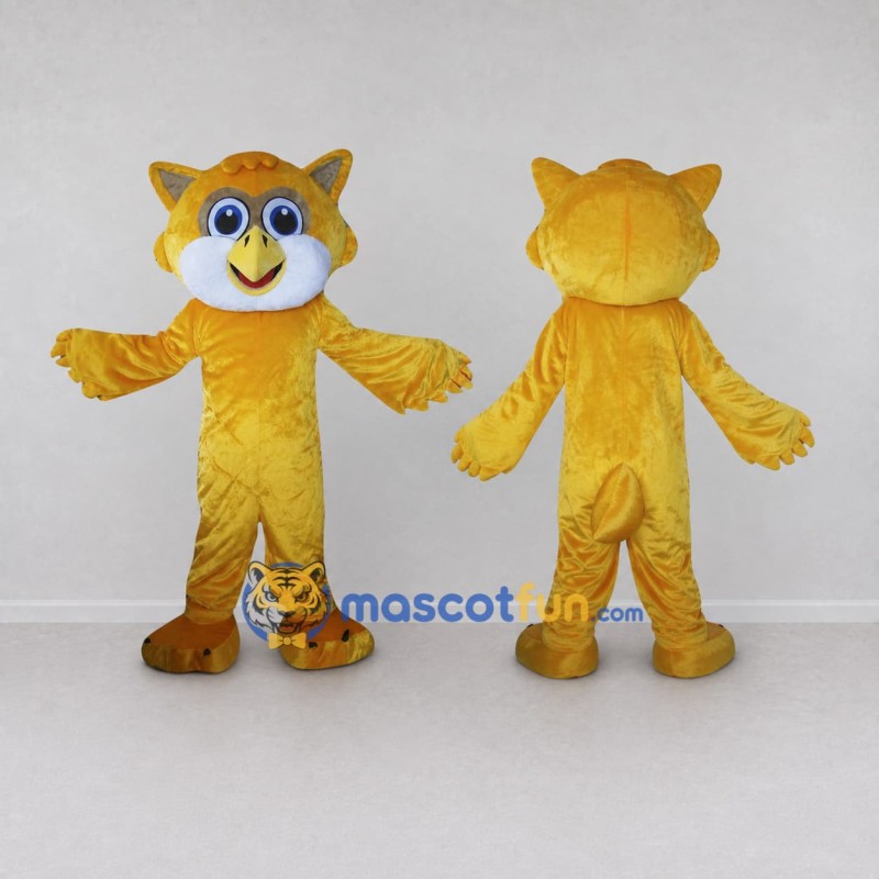 Custom Golden Yellow and White Owl Mascot Costume Adult Full Body Suit for School Events Custom Golden Yellow and White Owl Mascot Costume Adult Full Body Suit for School Events