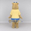 Custom Tan Yellow and Blue Bulldog with Bow Mascot Costume Adult Full Body Suit for School Events Custom Tan Yellow and Blue Bulldog with Bow Mascot Costume Adult Full Body Suit for School Events